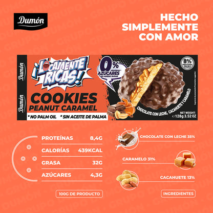 Galletas De Chocolate Con Leche, Cacahuete Y Caramelo, 128g - Dumón, Sin Azúcares Añadidos- Pack De 14 Unidades_2