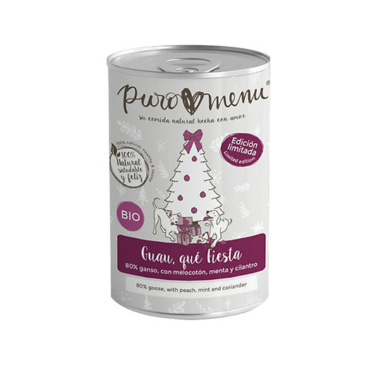 Comida húmeda Barf perros Menú Guau qué Fiesta (Ganso) BIO Puromenu 400 g