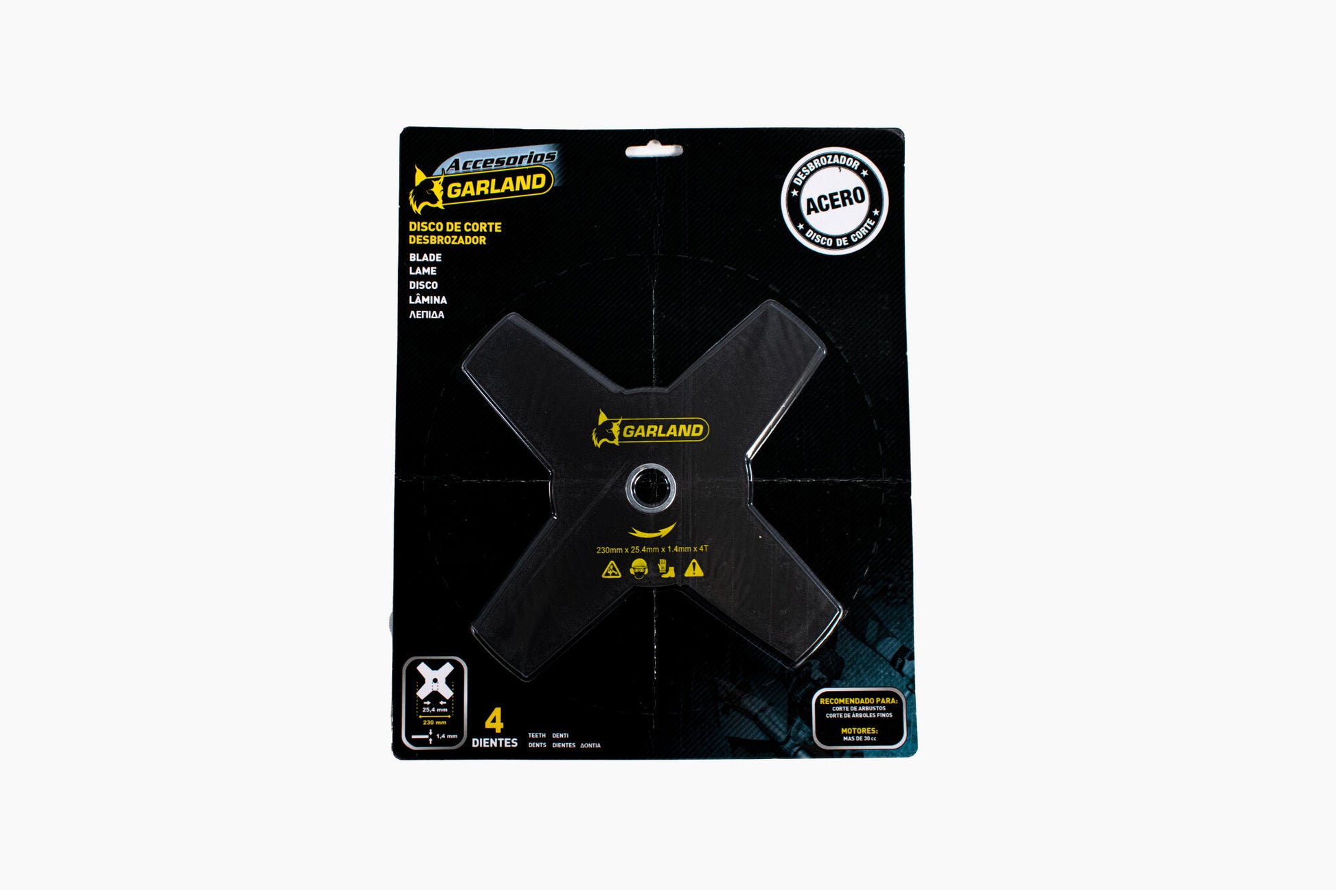 Garland - 7100230144 Disco Desbrozar - Cuchilla Para Trabajos De Desbroce Y Corte De Hierba Resistente Y Matorrales D.int:25,4mm, D. Ext: 230mm_0
