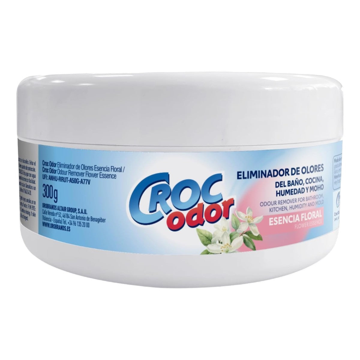 Gel Eliminador de Olores Esencia Floral 300g Baño, Cocina, Tabaco y Moho CROCODOR