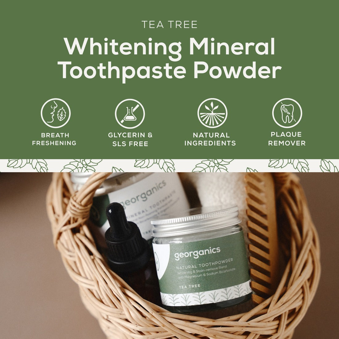 Pasta de dentes natural de melaleuca e coco Georganics 60 ml
