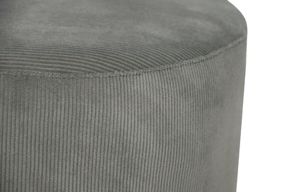 Grand Pouf, Bout De Canapé Taburete Salón Redondo Pana Gris Antracita D45x40cm- Muebles De Salón_1