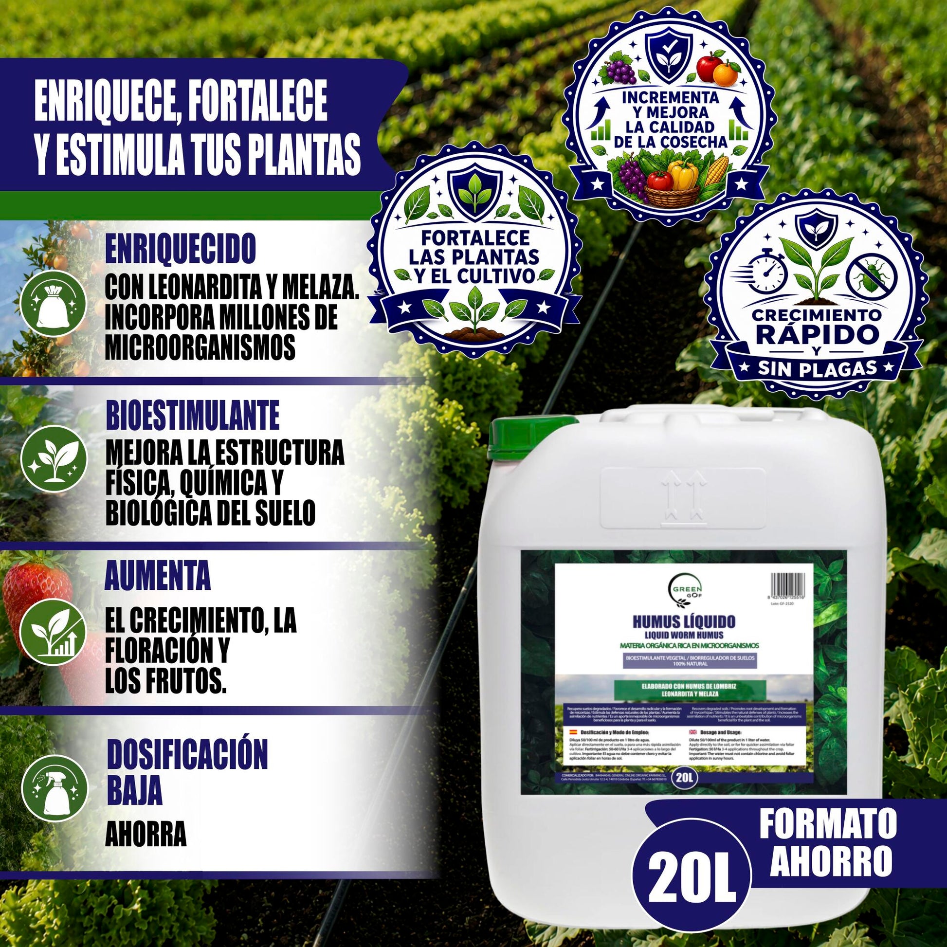 Green Gof Humus Líquido De Lombriz Premium 20l. Enriquecido Con Leonardita Y Melaza.fertilizante Rico En Microorganismos_1