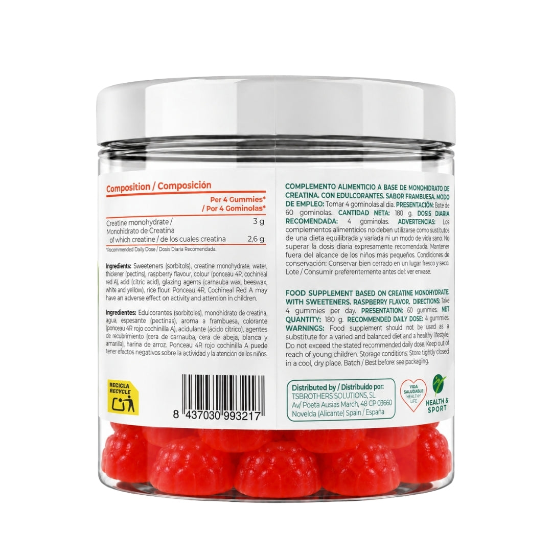Gummies Creatine sabor Frambuesa Torafood 60 gummies