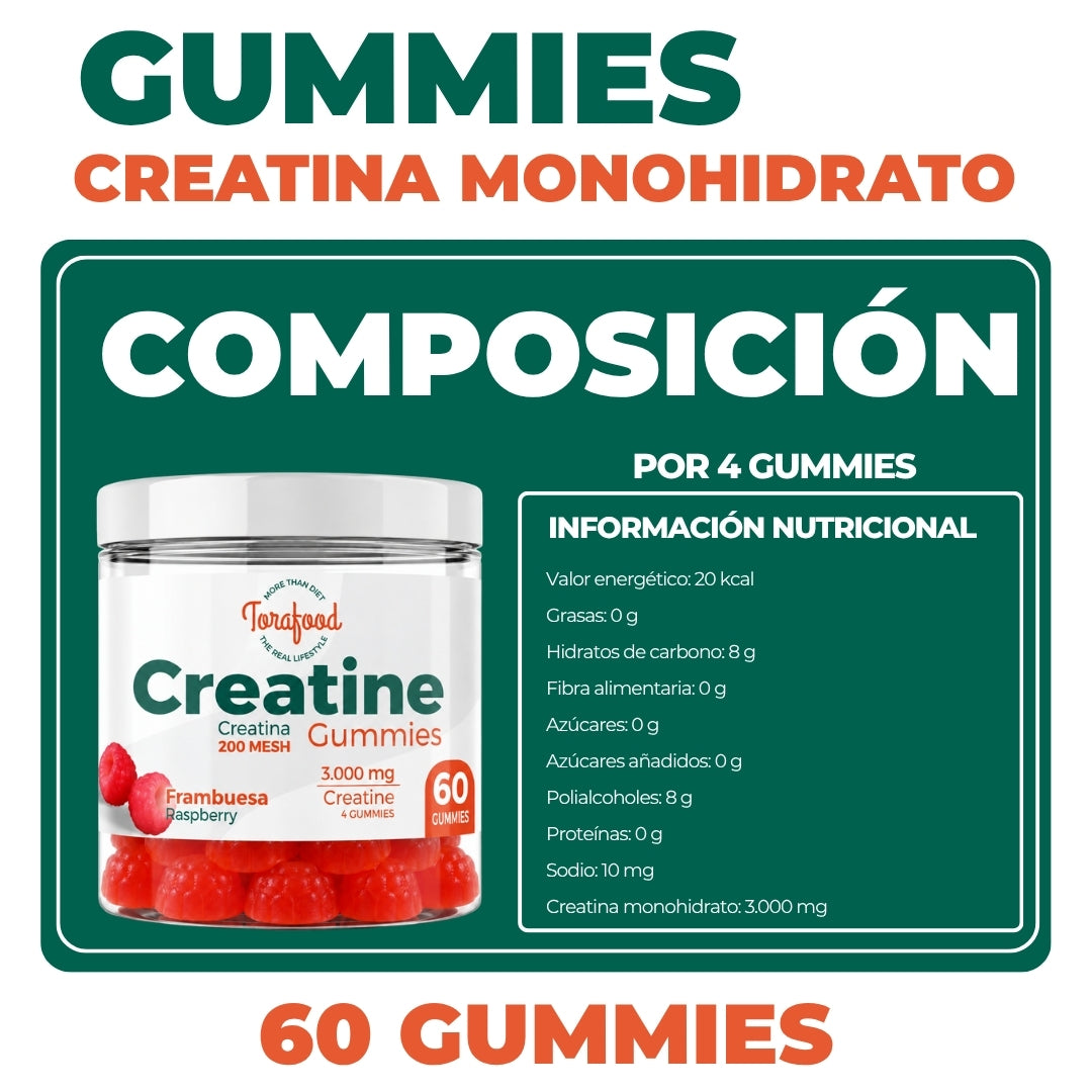 Gummies Creatine sabor Frambuesa Torafood 60 gummies
