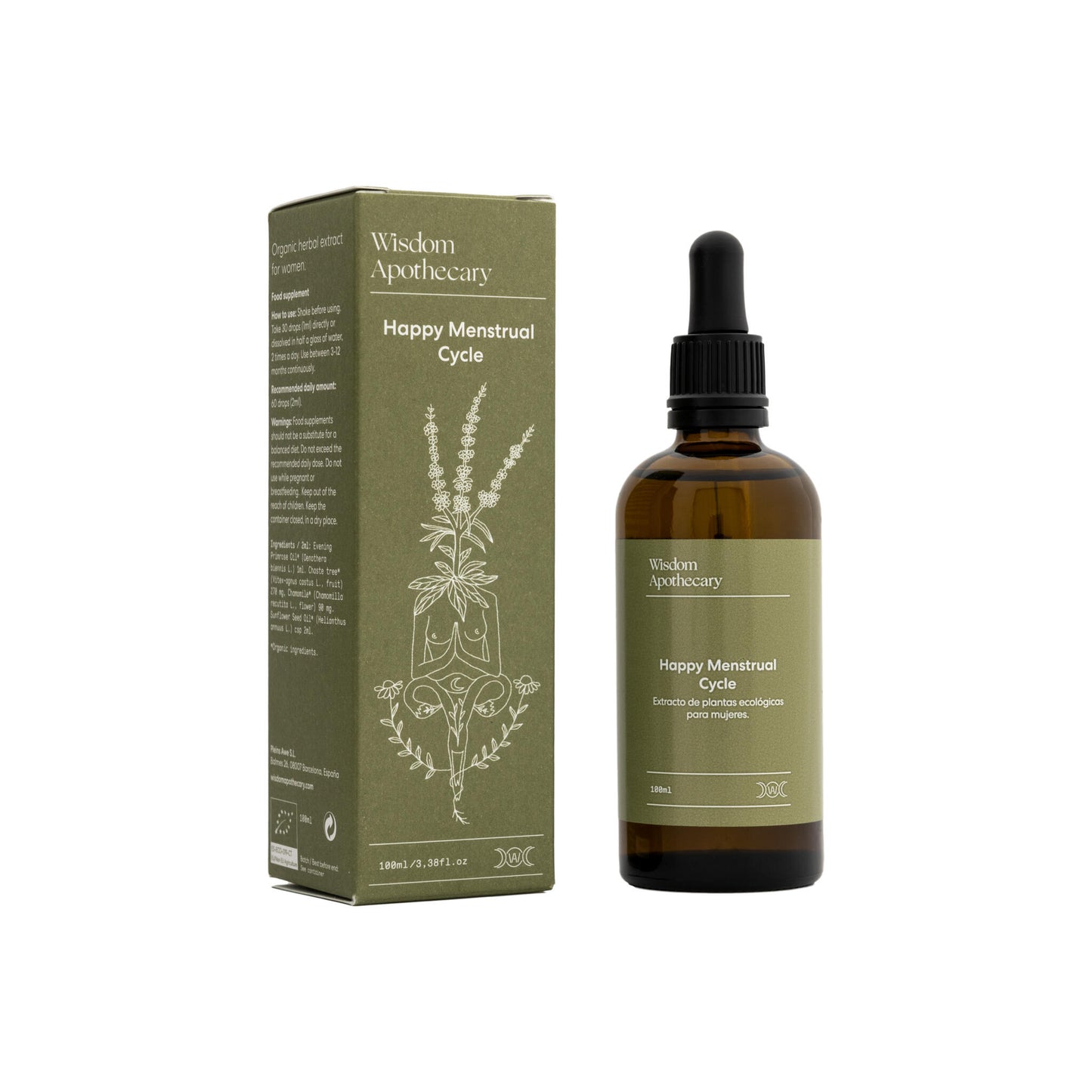 Happy Menstrual Cycle 100ml: Regulación hormonal, menstruación y menopausia. Vitex, Onagra y Manzanilla_0