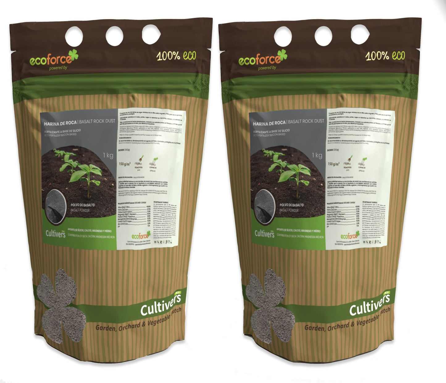 Harina De Roca. Polvo De Basalto Cultivers 2x1kg_1
