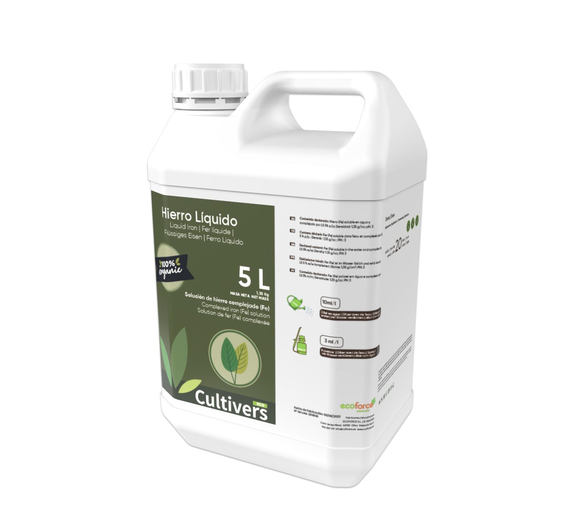 Hierro Liquido Para Plantas Cultivers 5 L_1