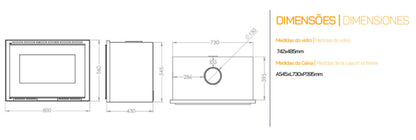 Insertables Con Ventilación A Leña Metlor Modelo Elos 80 Vitrus_2