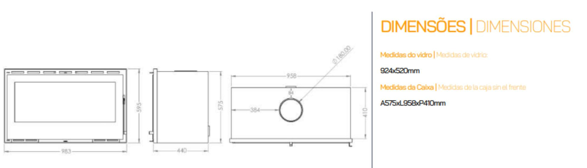 Insertables Con Ventilación A Leña Metlor Modelo Elos 98 Vitrus_3