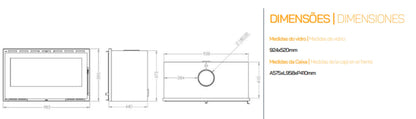 Insertables Con Ventilación A Leña Metlor Modelo Elos 98 Vitrus_3