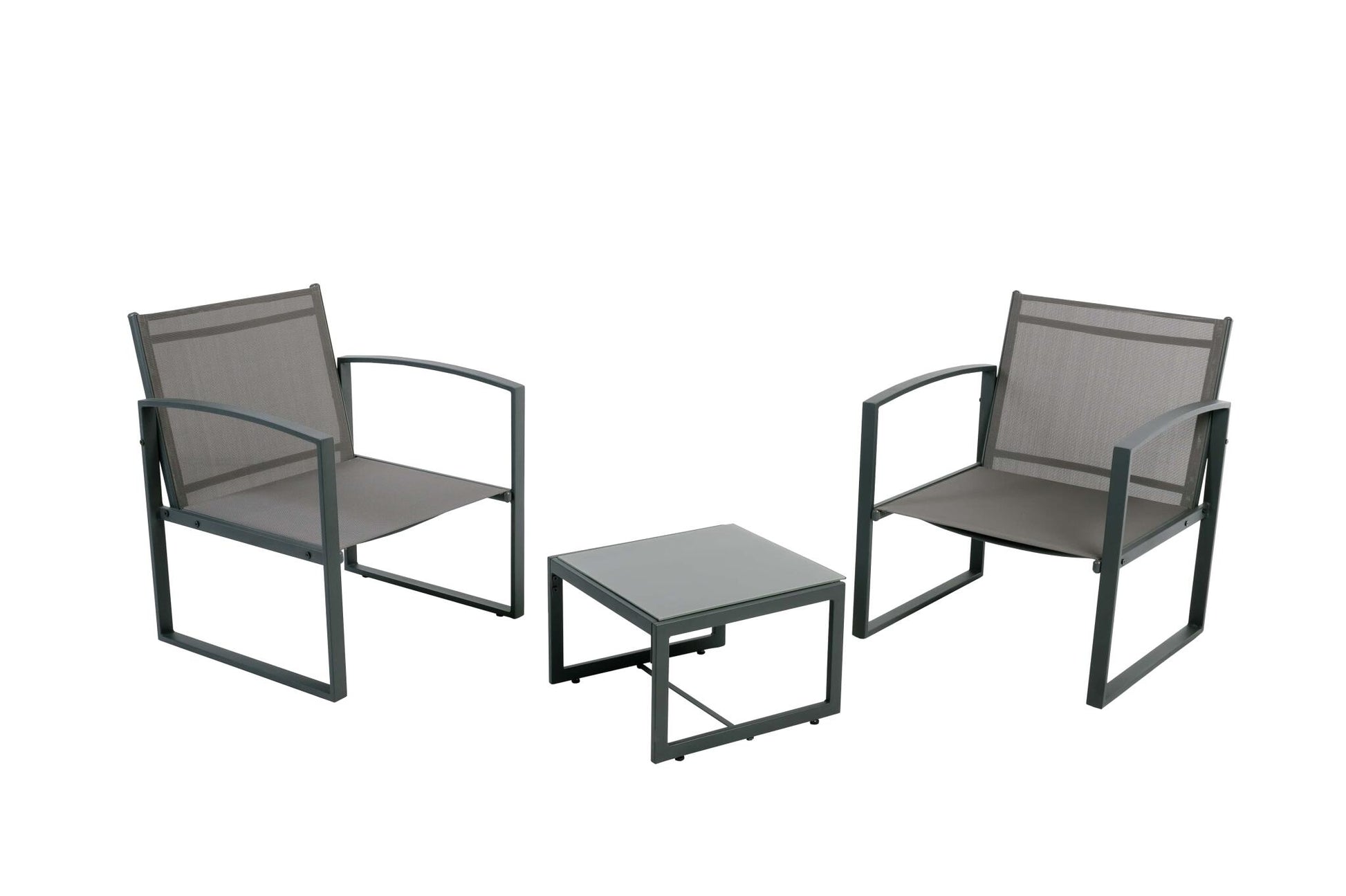 Jakarta Mueble De Jardín 2 Plazas Texaline Y Acero Gris Antracita 2 Sillones + 1 Mesa De Centro - Muebles De Jardín_0