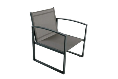 Jakarta Mueble De Jardín 2 Plazas Texaline Y Acero Gris Antracita 2 Sillones + 1 Mesa De Centro - Muebles De Jardín_1