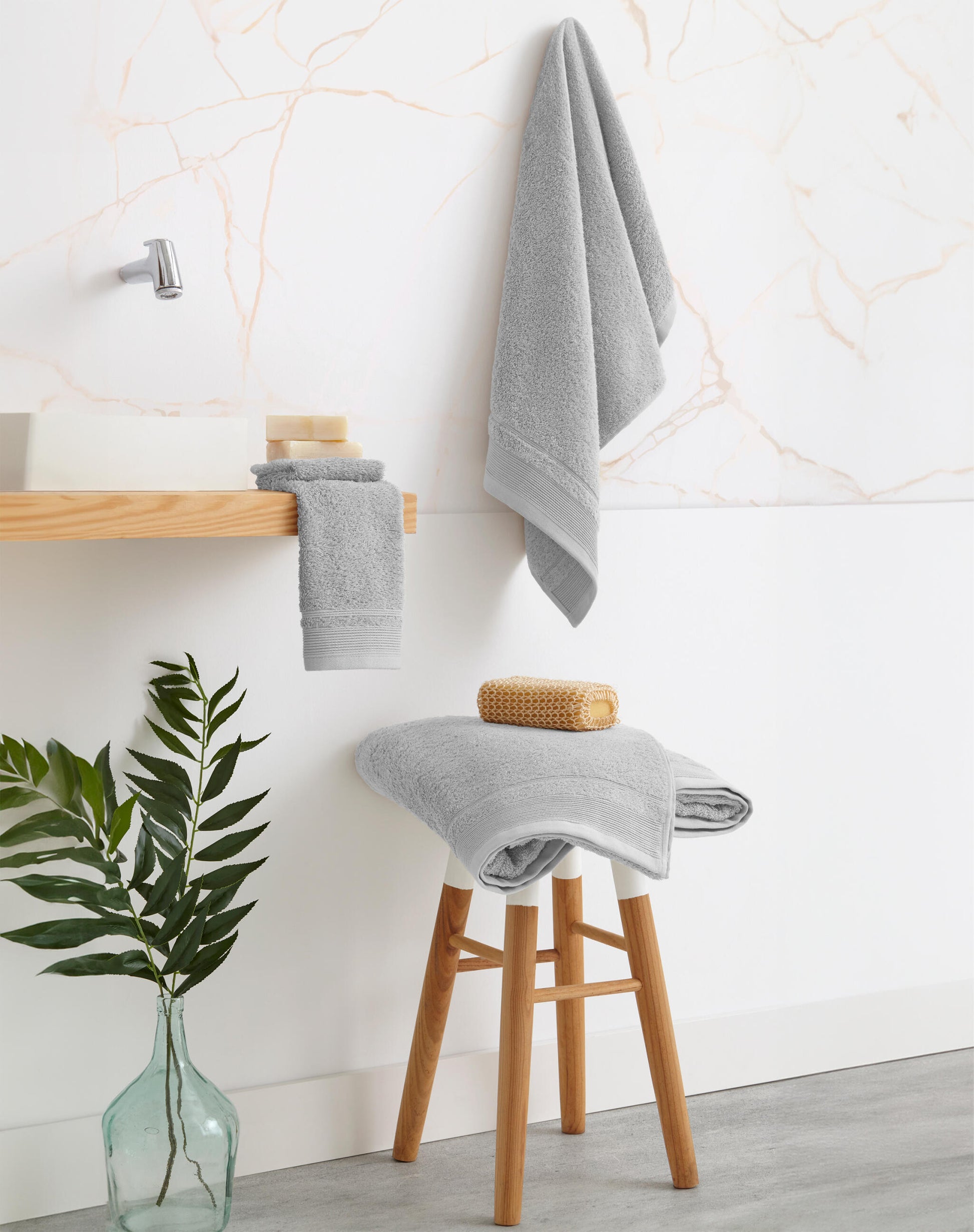 Juego De Toallas De Baño 3 Piezas: Tocador, Lavabo Y Sabana - 100% Algodón, 500 Gr Gris Claro_3