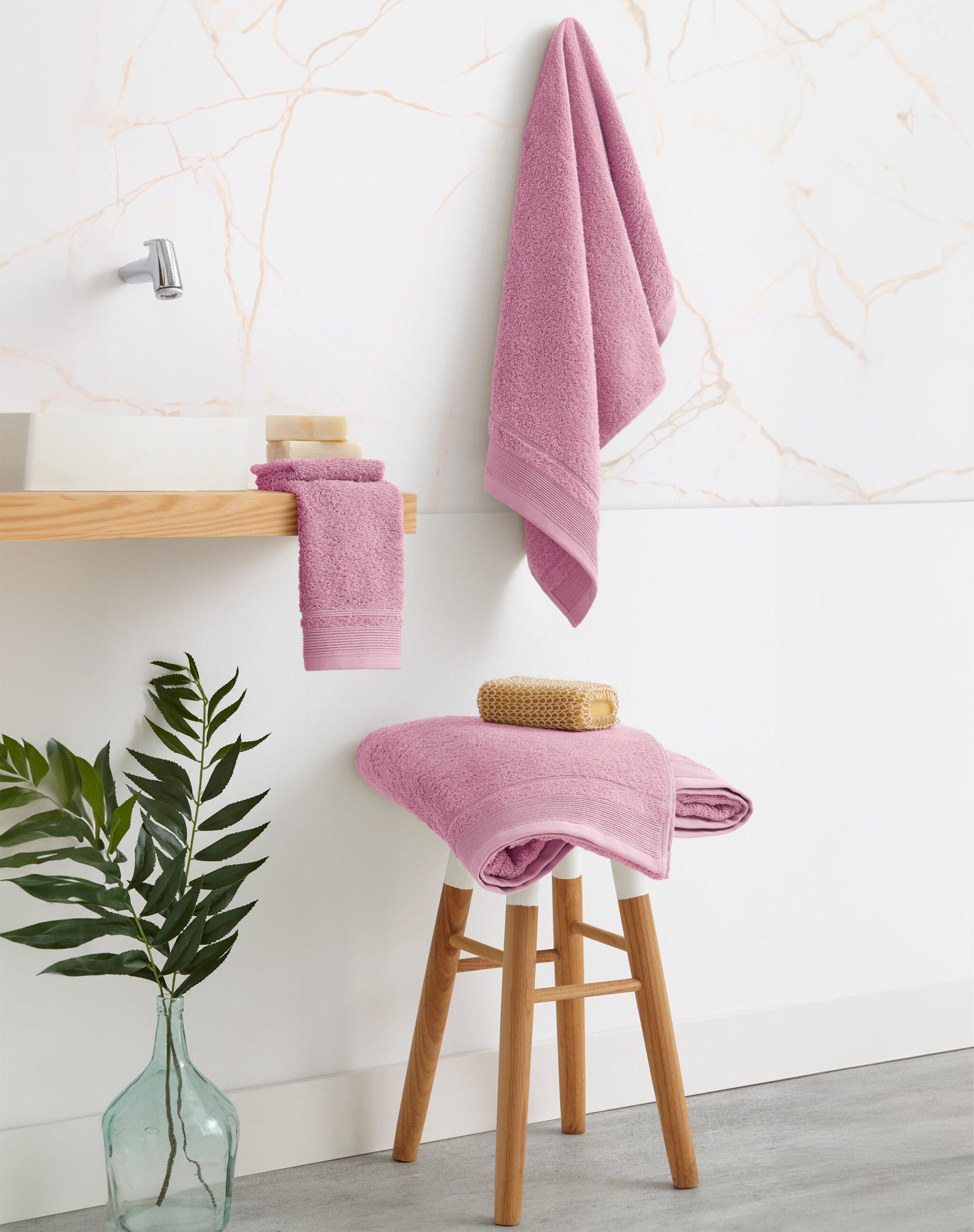 Juego De Toallas De Baño 3 Piezas: Tocador, Lavabo Y Sabana - 100% Algodón, 500 Gr Rosa_3
