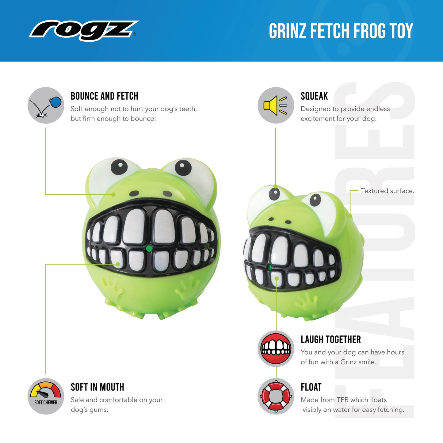 Juguete Para Perro Rana 7,8cm Rogz_4