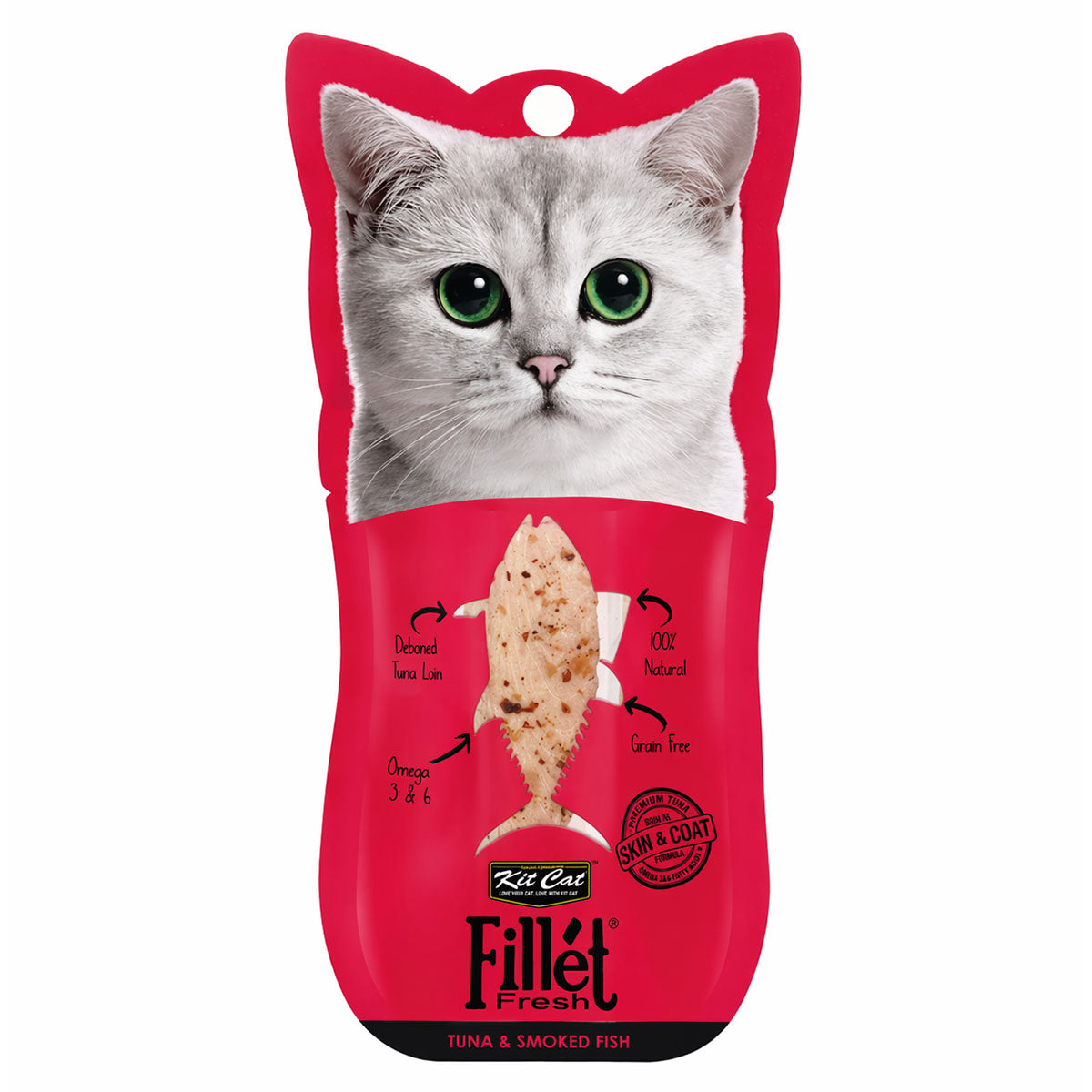 Kit Gato FilletFresh - Atum e Peixe Fumado 30g Petisco natural para gatos