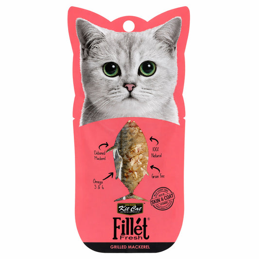 Kit Cat FilletFresh - Cavala Grelhada 30g Petisco natural para gatos