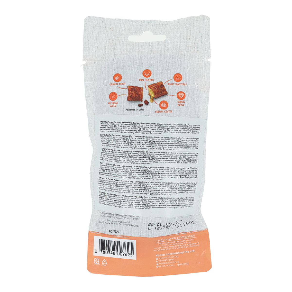 Kit Cat Purrfect Pockets - Salmão 60 g Snack para gatos