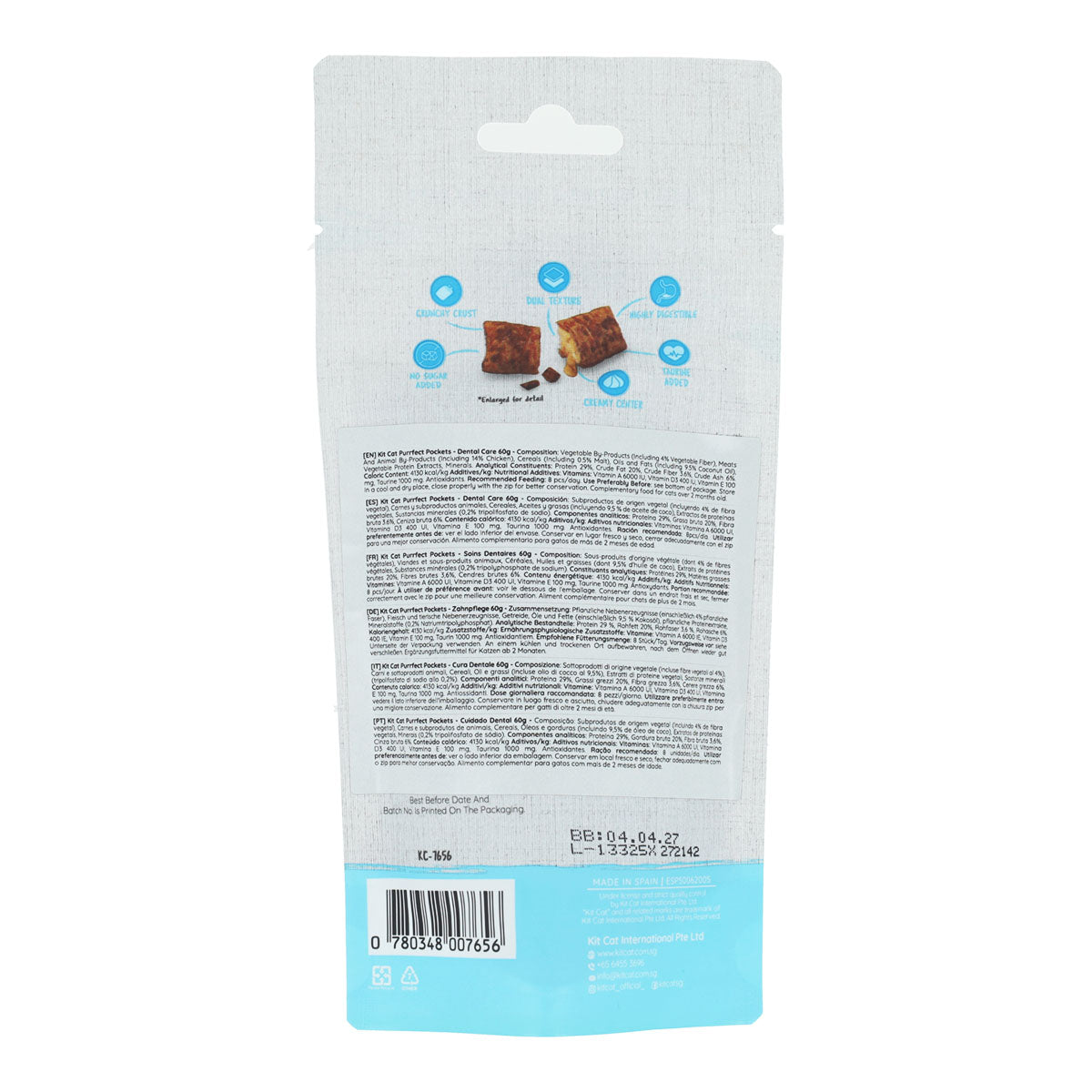 Kit Cat Purrfect Pockets - Dental Care 60 g Snack funcional para gatos