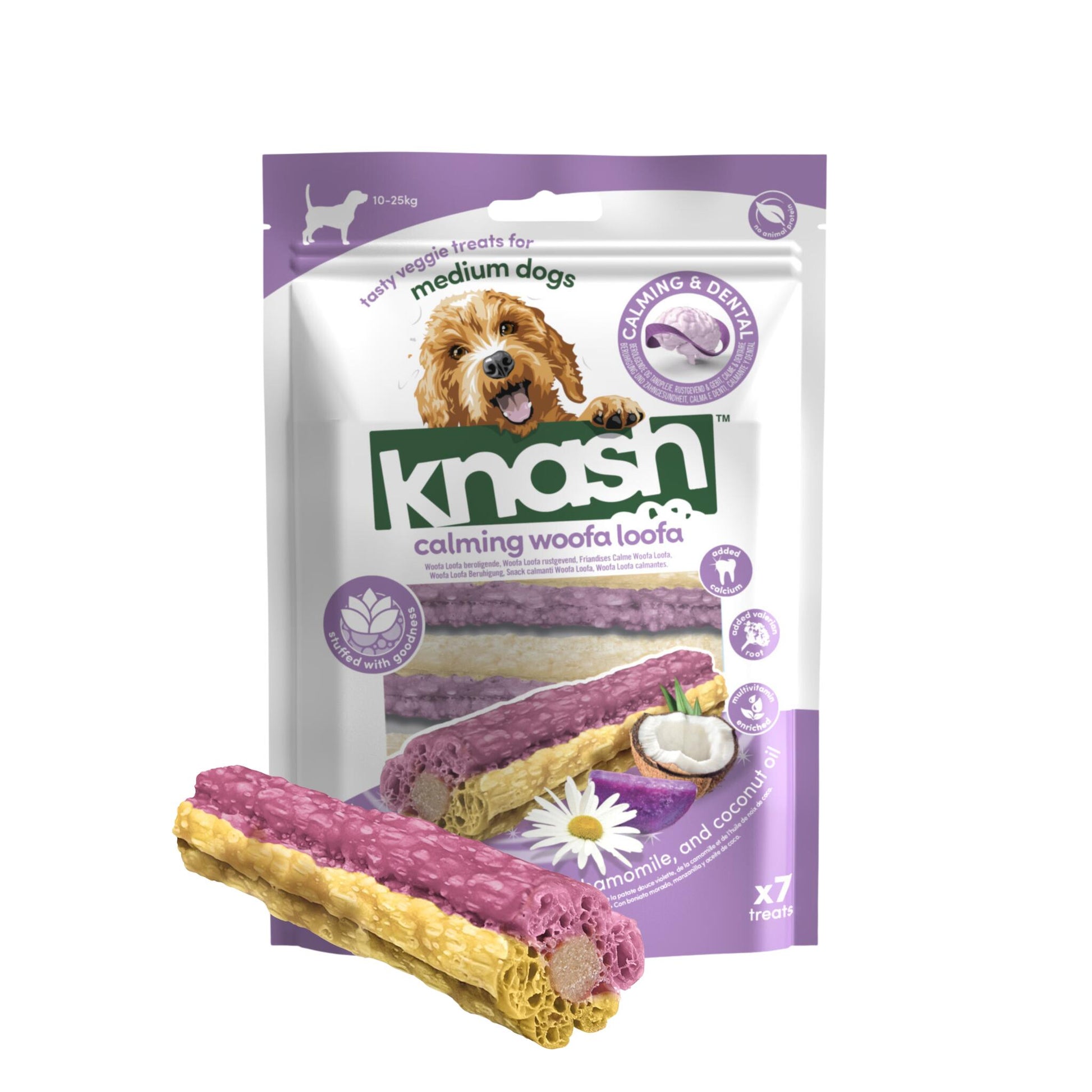 Knash Snack Calming De Camomila, Boniato Y Coco Perro M 2 Boslas X 7 Uds_0