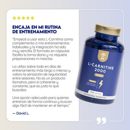 L-Carnitina 2000 60 días Quemagrasa N2 Natural Nutrition 120 cápsulas