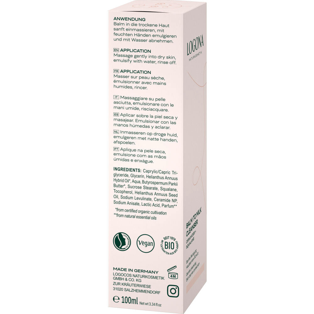 Bálsamo limpiador balm to milk Logona 100 ml
