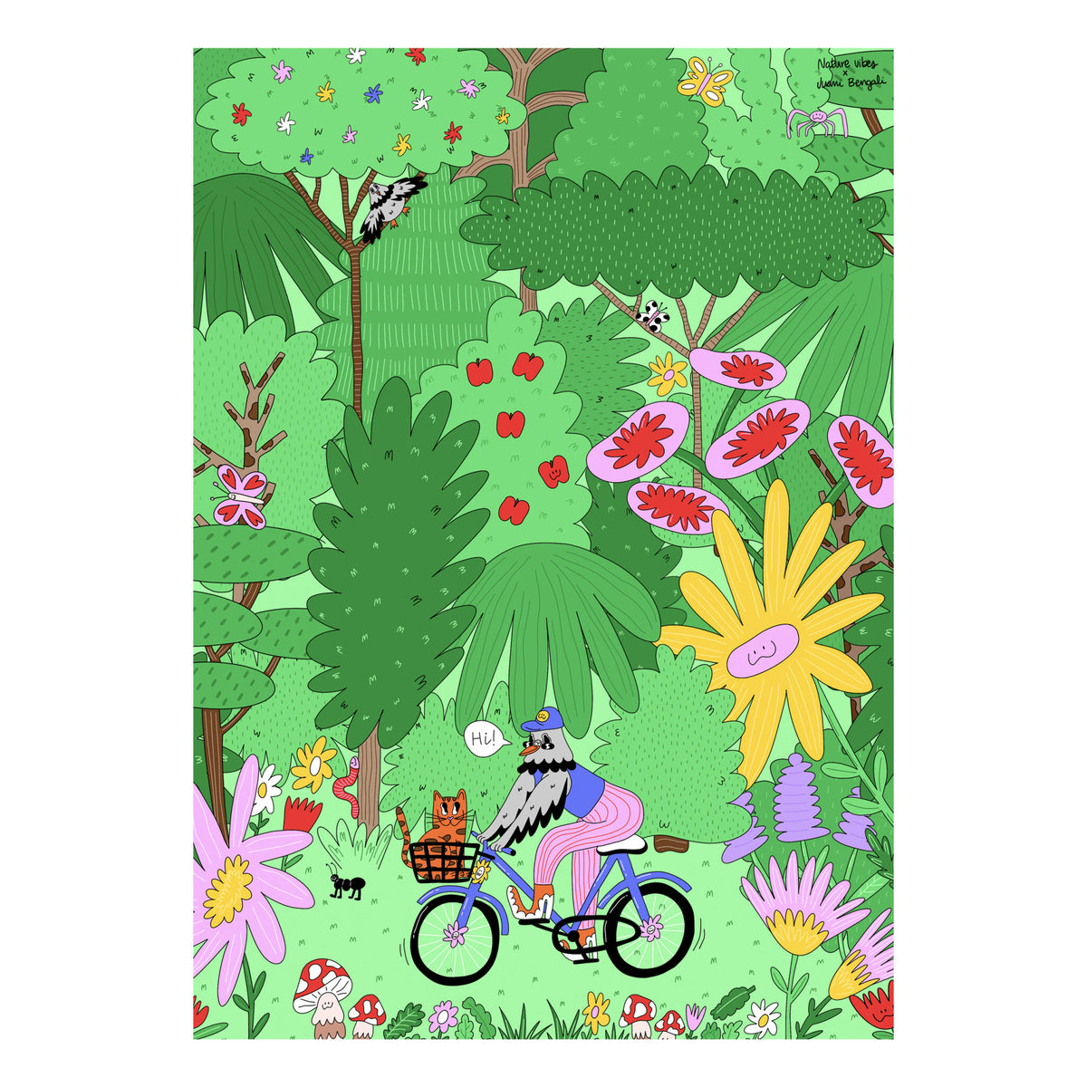 Lámina Decorativa 30x40 cm – Hi, Ilustración de Juani Bengali - Nature Vibes_0