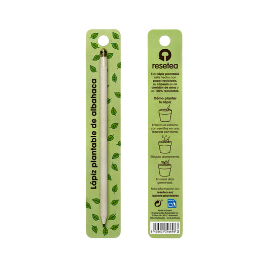 Lápiz Plantable de Albahaca – Papel Reciclado, Escribe, Dibuja y Plántalo, Regalo Original - Resetea_0