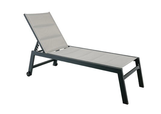 Lote De 2 Tumbonas Pampa Texaline Gris Con Espuma 2x1 Y Multiposiciones De Aluminio Con Ruedas Apilables 199x65x42cm - Tumbonas, Hamacas Y Tumbonas_0