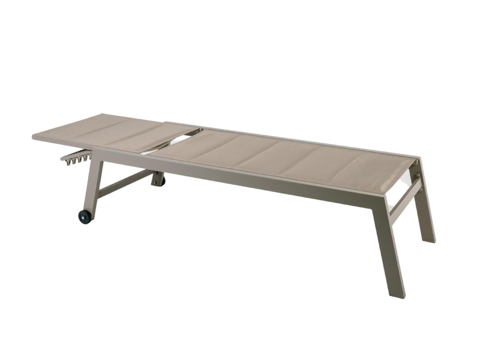 Lote De 2 Tumbonas Pampa Texaline Taupe Con 2x1 Espuma Y Aluminio Multiposiciones Con Ruedas Apilables 199x65x42cm_2