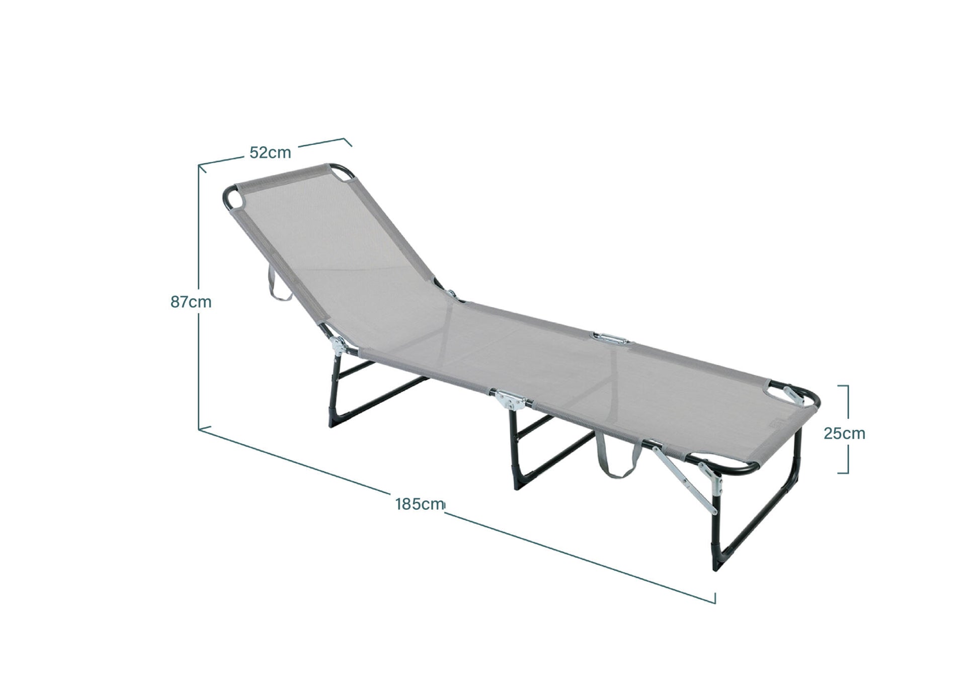 Lote De 2 Tumbonas Plegables, Tumbonas Texaline Y Acero Gris Con Asa De Transporte 185x52xh87cm- Tumbona, Tumbona Y Hamaca_5