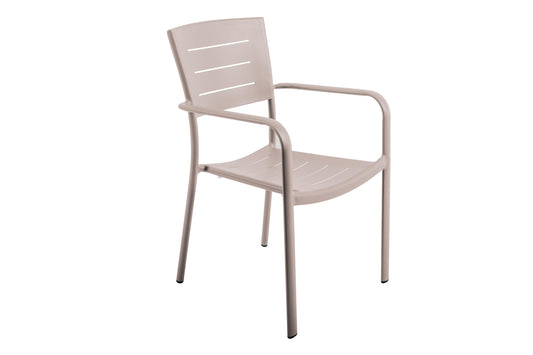 Lote De 4 Sillas Apilables De Jardín Inari Aluminio Topo Nuez Moscada - Muebles De Jardín -56x58xh85cm_0