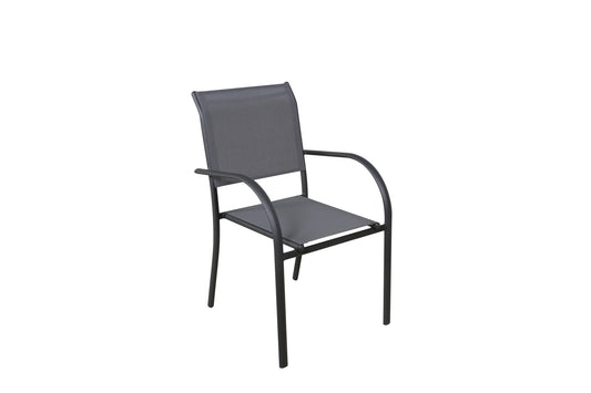 Lote De 4 Sillones De Jardín Apilables Gris Antracita - Muebles De Jardín - Texaline Aluminio 65x56x86cm_0