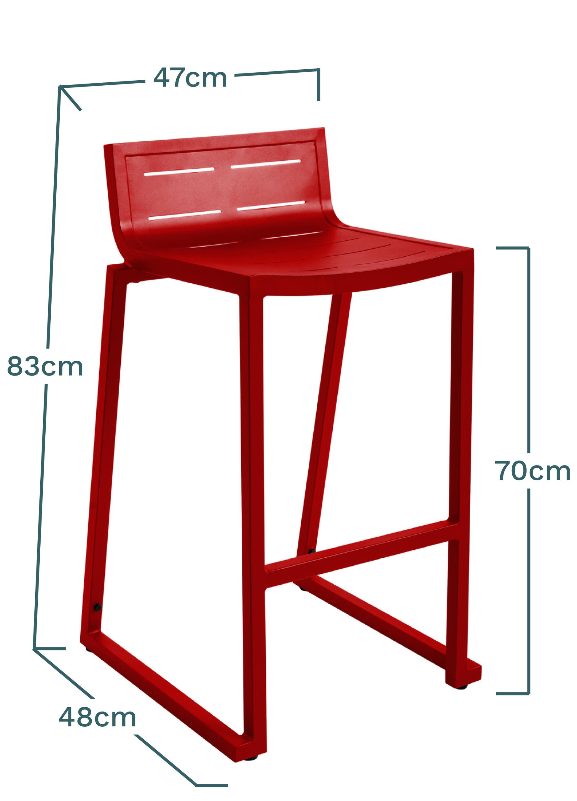 Lote De 4 Taburetes De Jardín De Aluminio Inari Red Pepper 47x48x86cm - Silla De Jardín_2