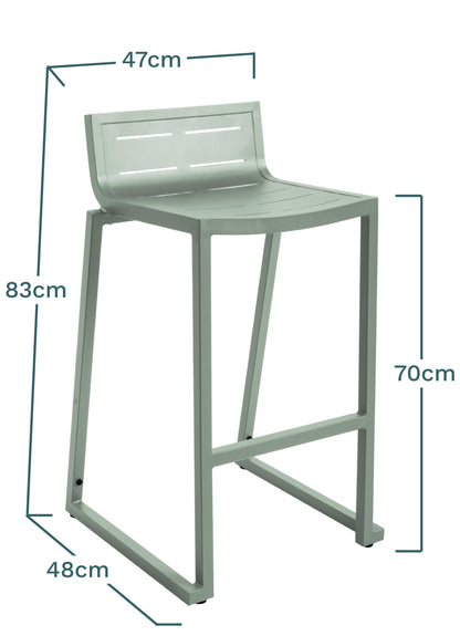 Lote De 4 Taburetes De Jardín Inari De Aluminio Verde Romero 47x48x86cm - Silla De Jardín_3