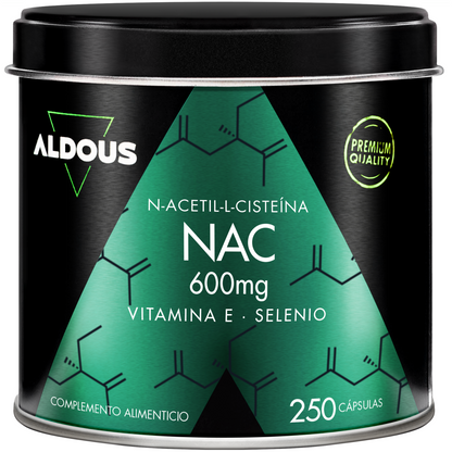 NAC N-Acetil-Cisteína con Vitamina E y Selenio 250 Cápsulas Aldous Bio