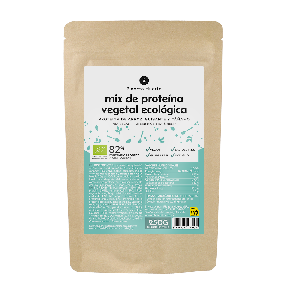 Mix de proteína vegan Planeta Huerto para atletas 250g