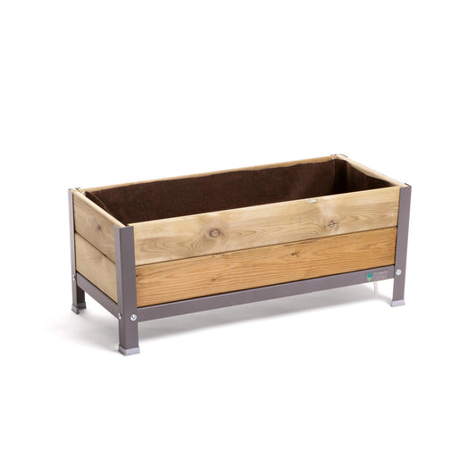 MI HUERTO URBAN Jardinera Elevada Madera con Bandeja Recoge Aguas | Estructura Metálica | Gris | 90x40x38cm_0