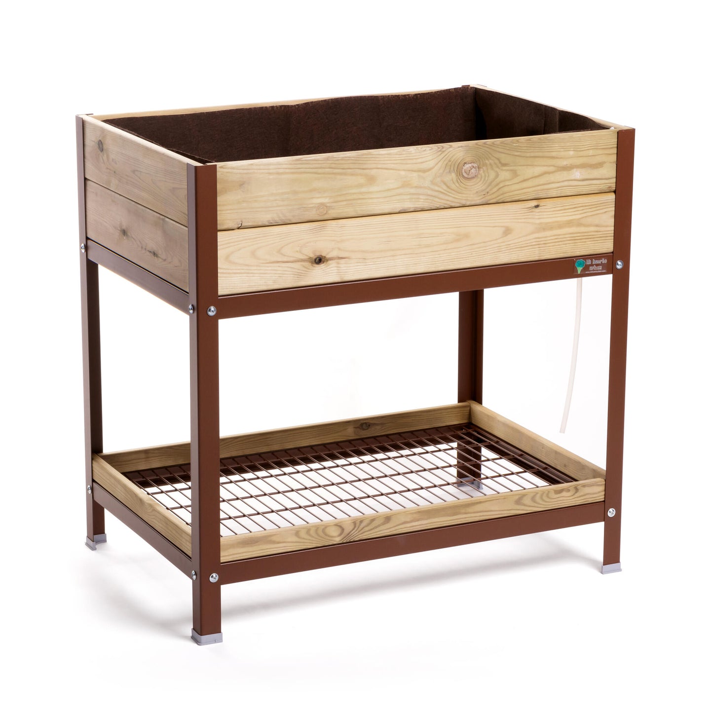 MI HUERTO URBAN Jardinera Elevada Madera con Bandeja Recoge Aguas | Estructura Metálica | Marrón | 90x60x90cm_0