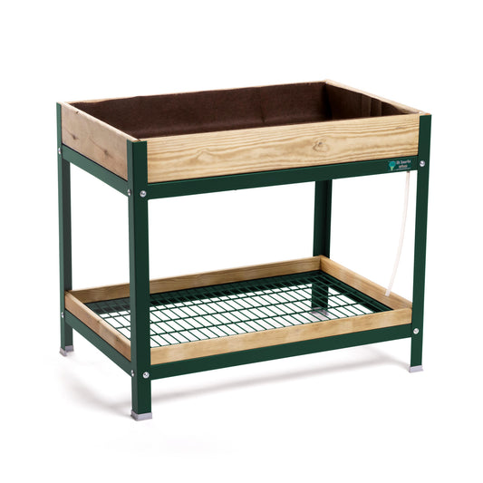 MI HUERTO URBAN Jardinera Elevada Madera con Bandeja Recoge Aguas | Estructura Metálica | Verde | 90x60x78cm_0