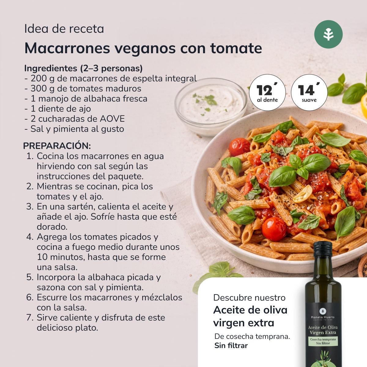 Massa de espelta integral ECO Planeta Huerto 500gr