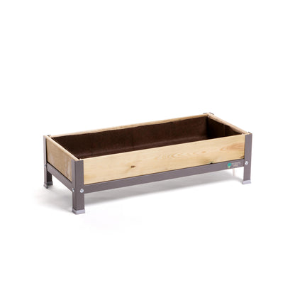 Mi Huerto Urban Jardinera Elevada Madera Con Bandeja Recoge Aguas | Estructura Metálica | Gris | 90x40x26cm_0