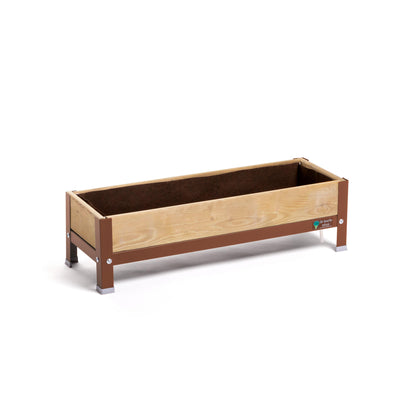 Mi Huerto Urban Jardinera Elevada Madera Con Bandeja Recoge Aguas | Estructura Metálica | Marrón | 90x30x26cm_0