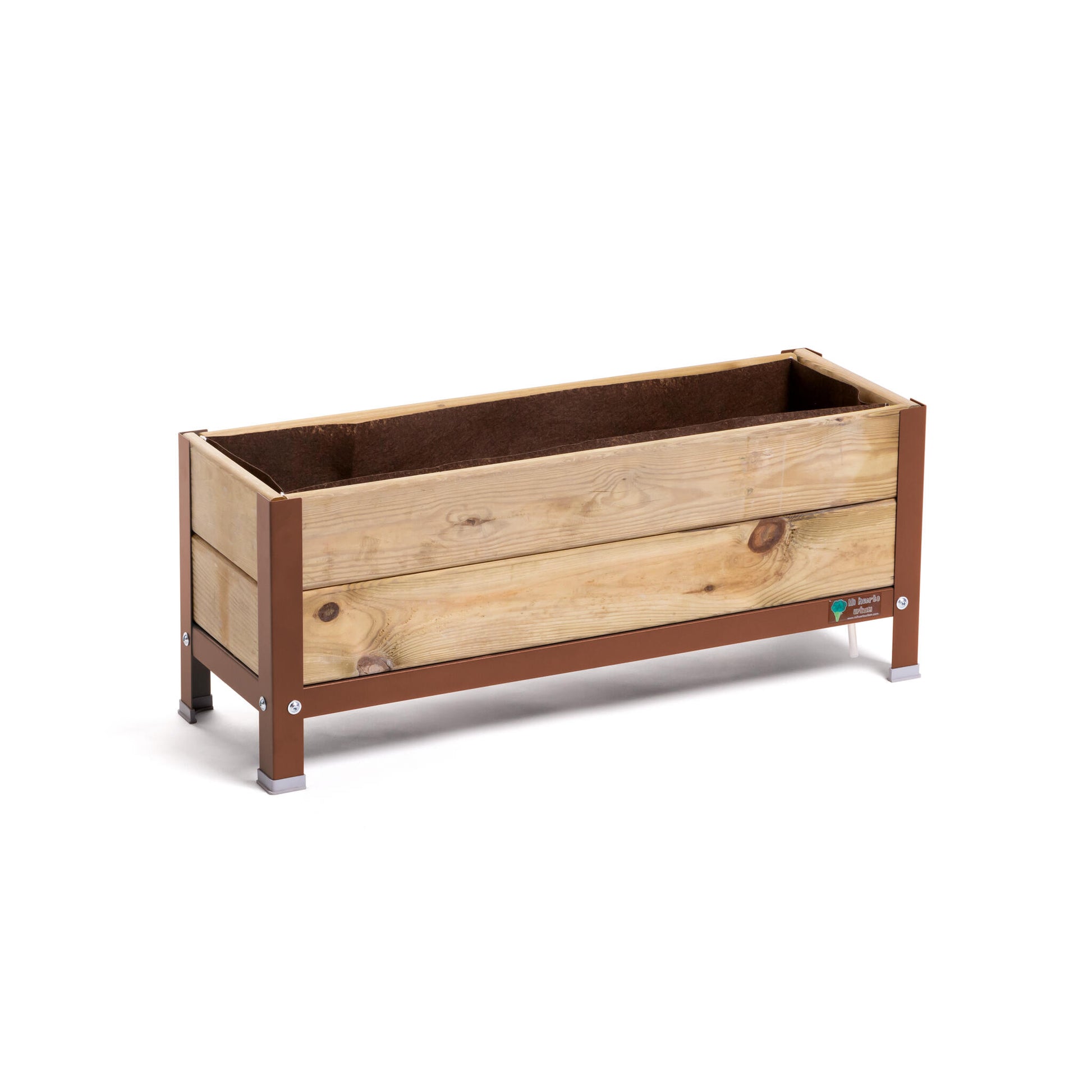 Mi Huerto Urban Jardinera Elevada Madera Con Bandeja Recoge Aguas | Estructura Metálica | Marrón | 90x30x38cm_0