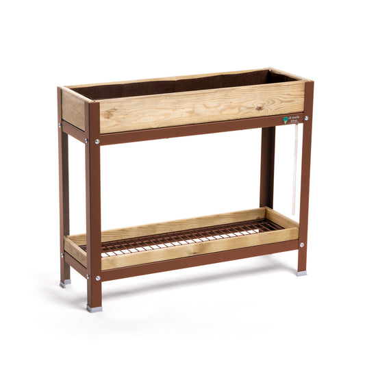 Mi Huerto Urban Jardinera Elevada Madera Con Bandeja Recoge Aguas | Estructura Metálica | Marrón | 90x30x78cm_0