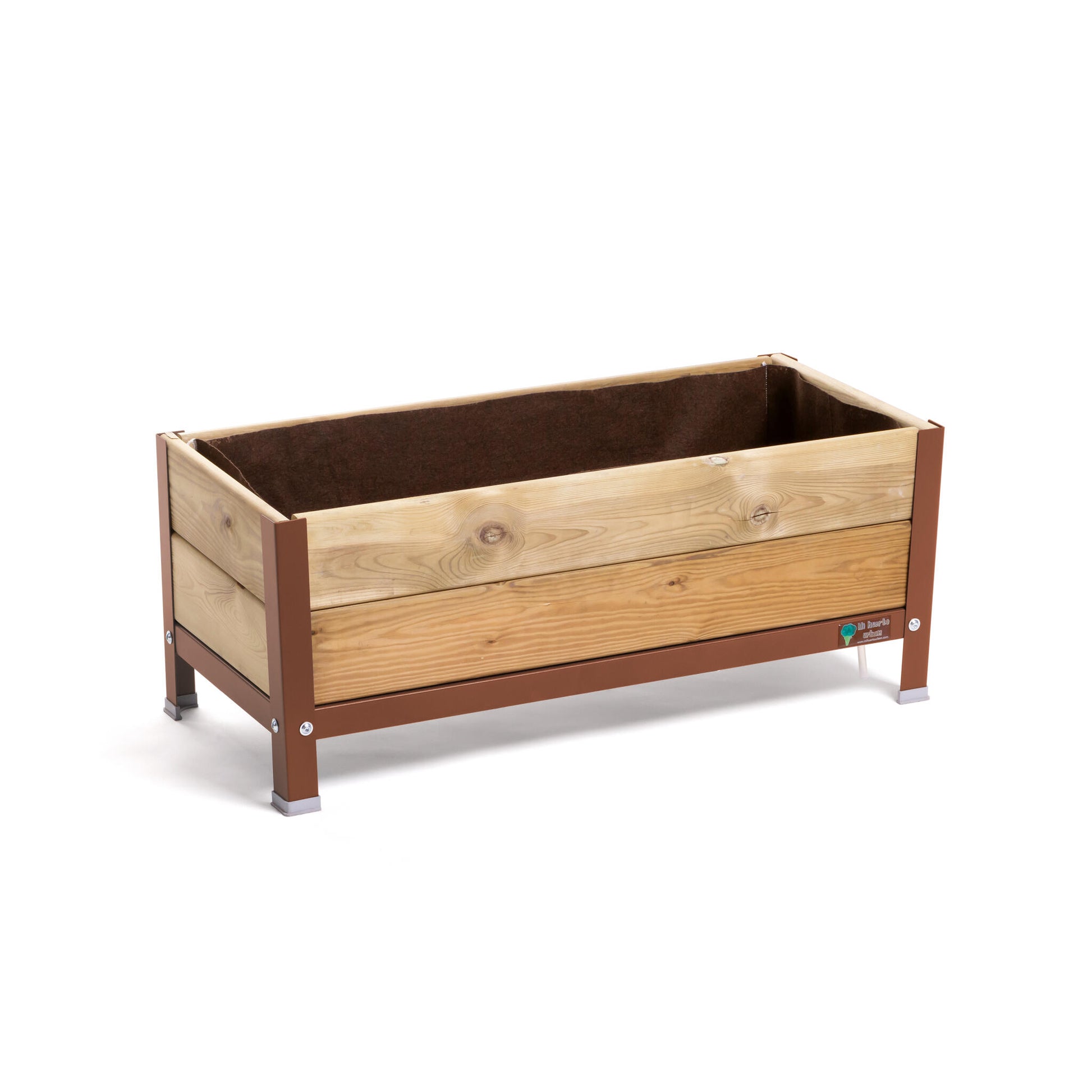 Mi Huerto Urban Jardinera Elevada Madera Con Bandeja Recoge Aguas | Estructura Metálica | Marrón | 90x40x38cm_0
