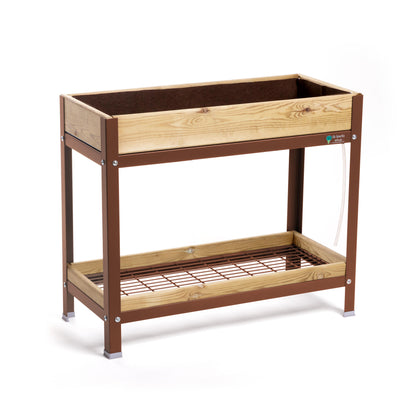 Mi Huerto Urban Jardinera Elevada Madera Con Bandeja Recoge Aguas | Estructura Metálica | Marrón | 90x40x78cm_0
