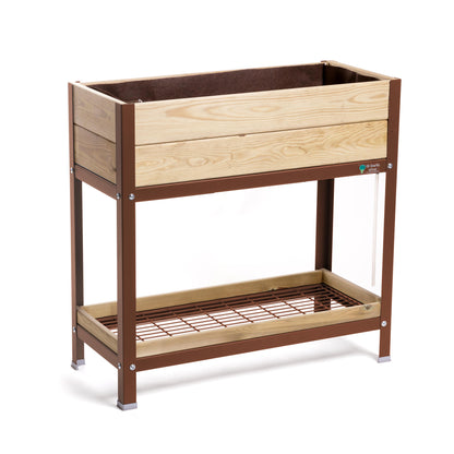 Mi Huerto Urban Jardinera Elevada Madera Con Bandeja Recoge Aguas | Estructura Metálica | Marrón | 90x40x90cm_0