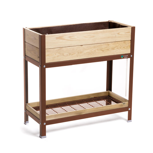 Mi Huerto Urban Jardinera Elevada Madera Con Bandeja Recoge Aguas | Estructura Metálica | Marrón | 90x40x90cm_0